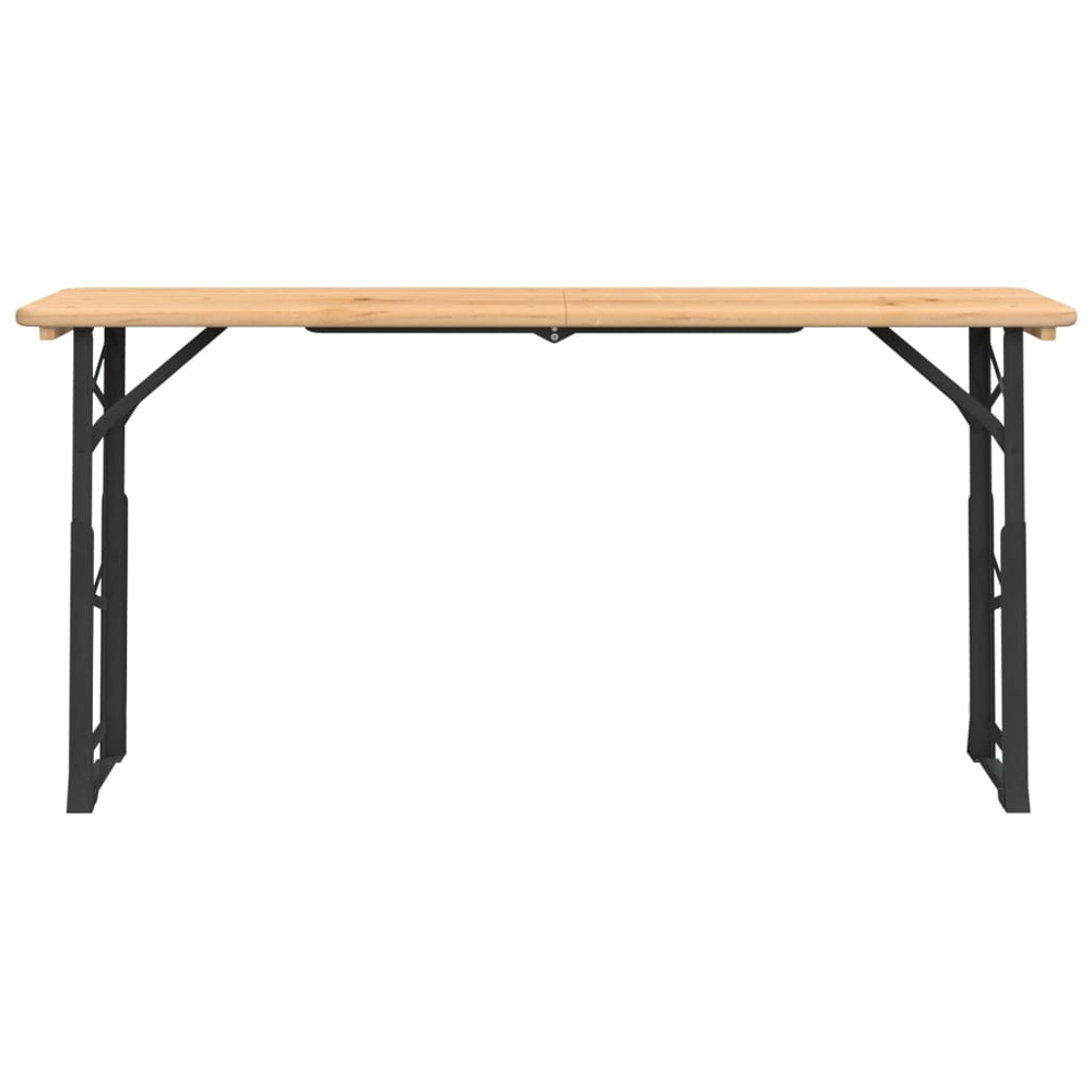 vidaXL Brown Solid Fir Wood Folding Garden Beer Table Image 3