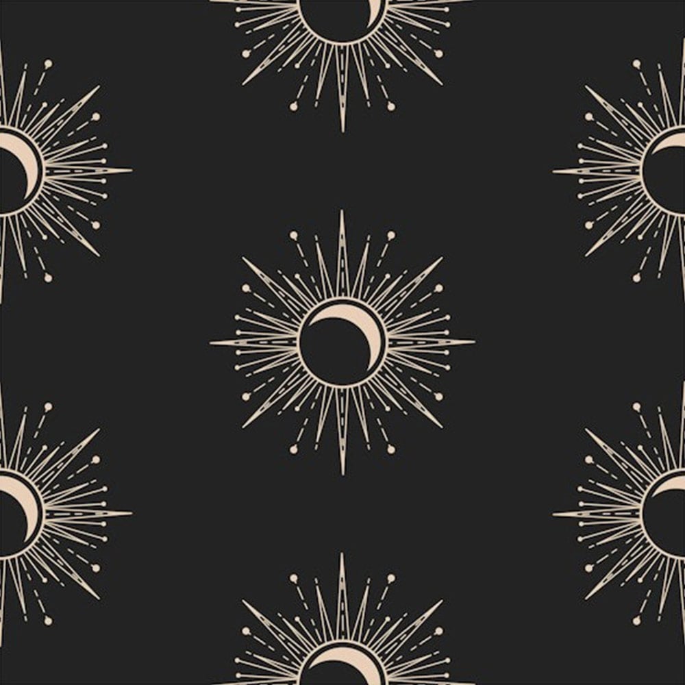 Bobbi Beck Eco Luxury Boho Sun and Moon Black Wallpaper Image 1