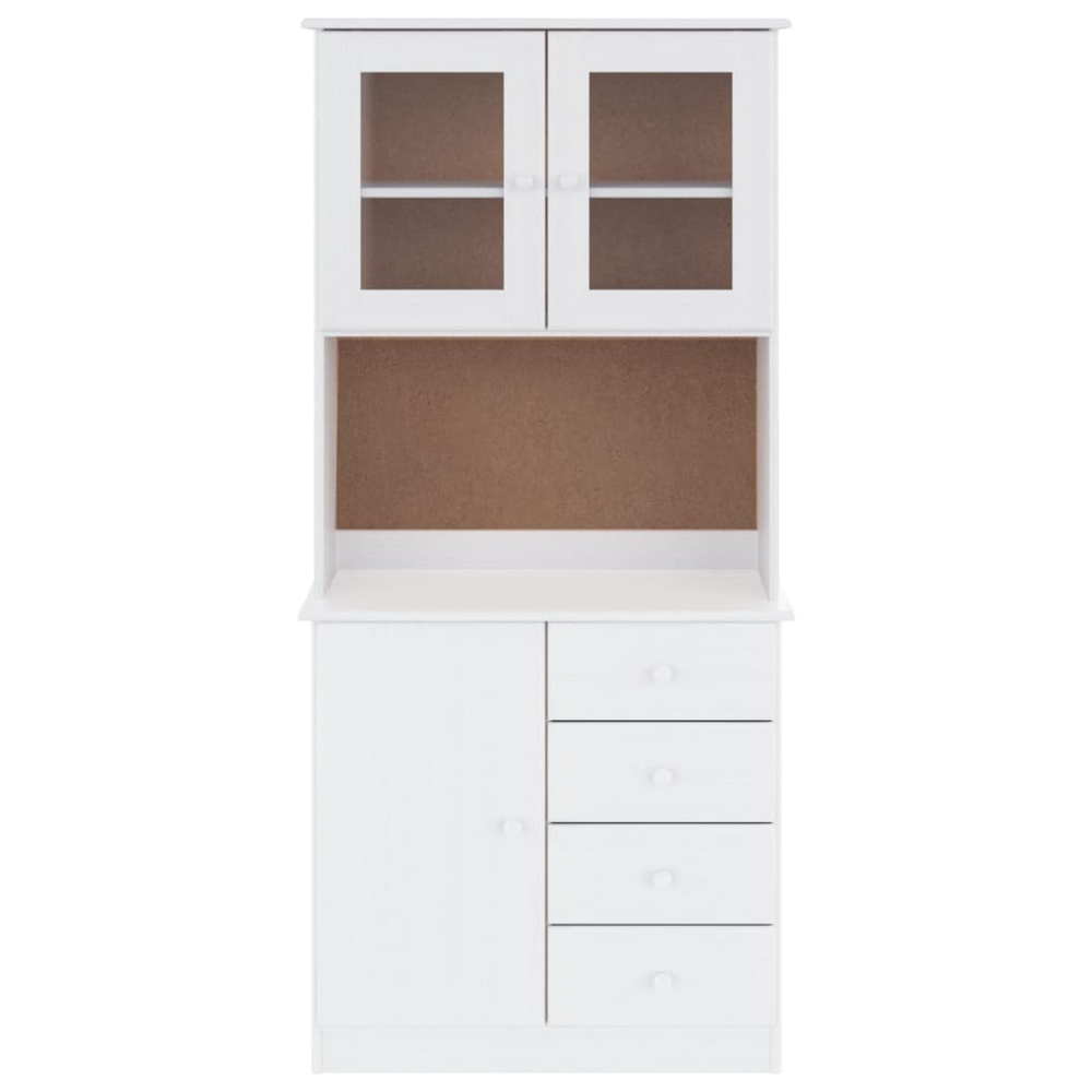 vidaXL 3 Door 4 Drawer Single Shelf White Pine Wood Highboard Image 3