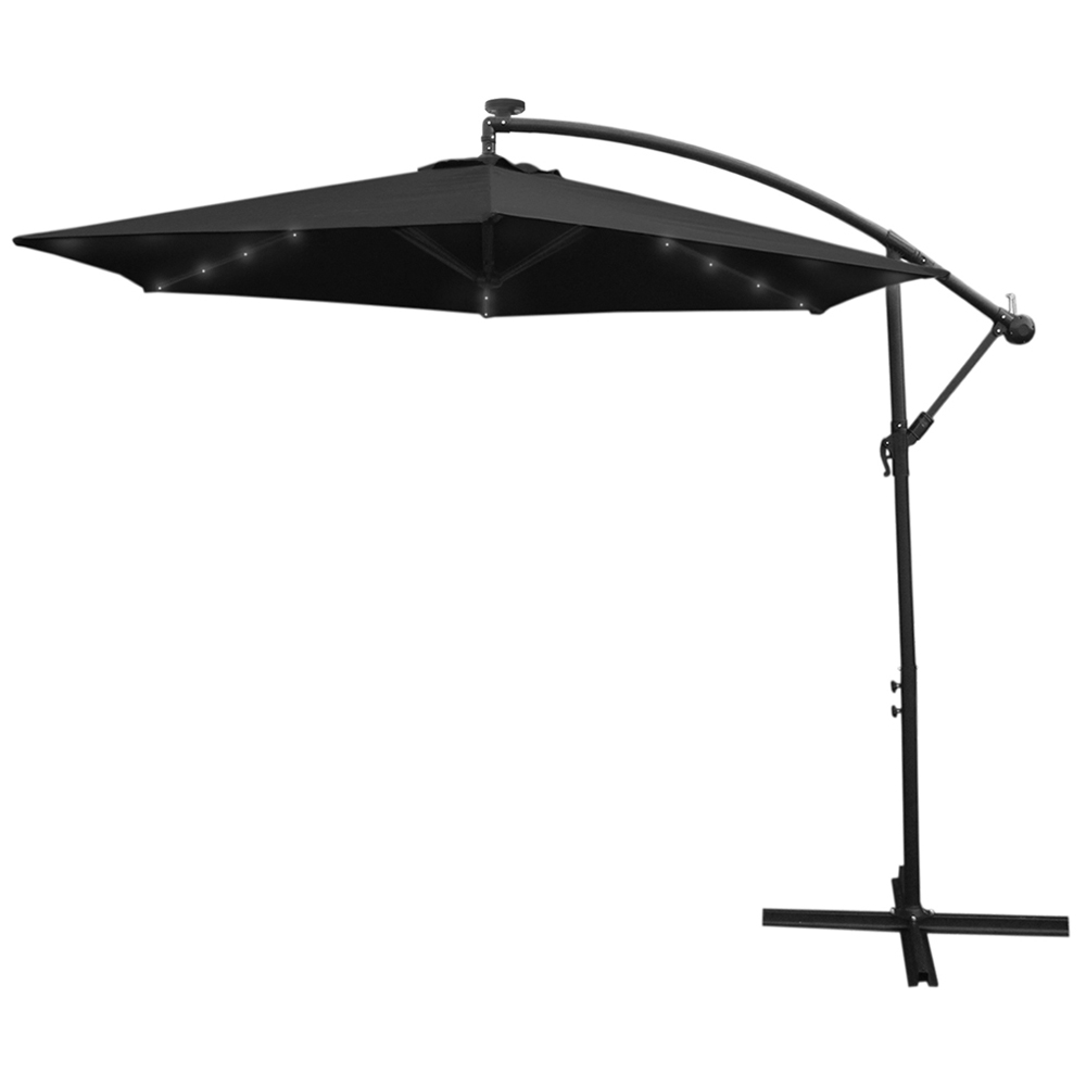 Monster Shop Black LED Cantilever Parasol 3m Image 3