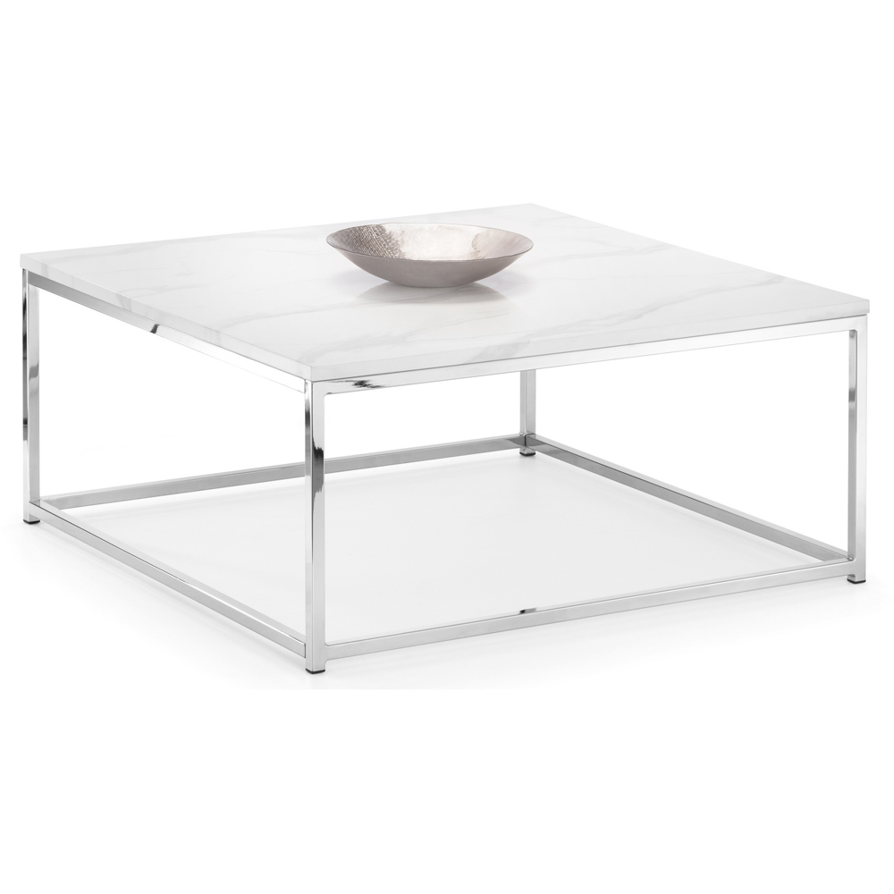 Julian Bowen Scala Chrome and White Marble Top Coffee Table Image 2