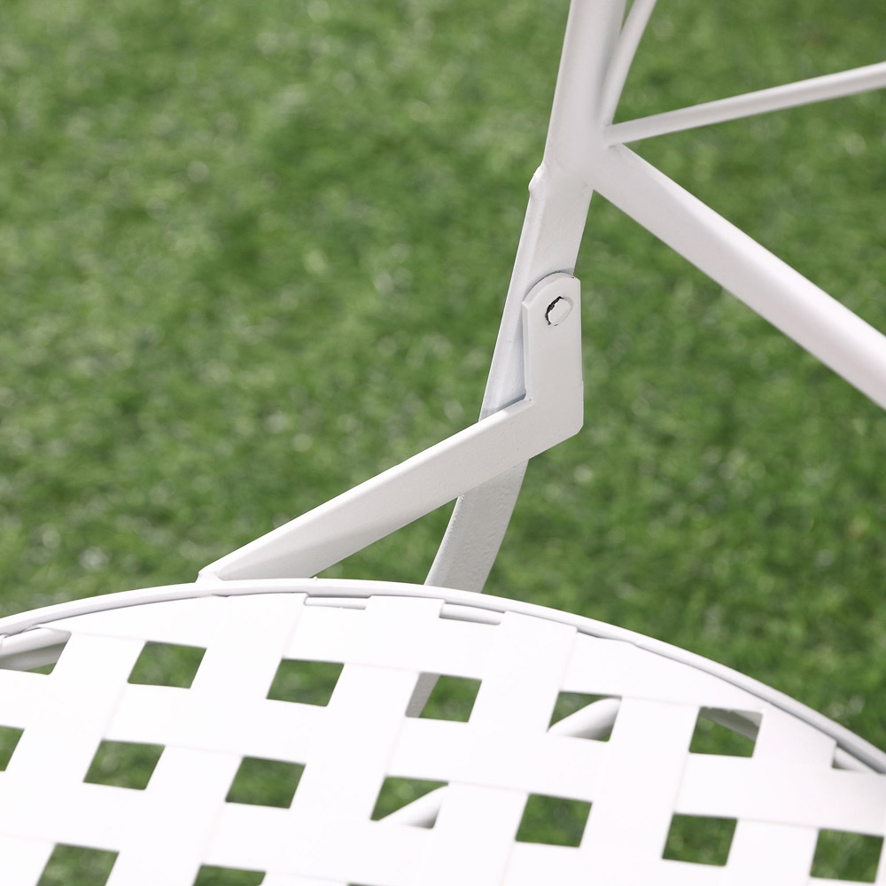 Outsunny 3 Piece Garden Folding Bistro Set  Metal White Image 3