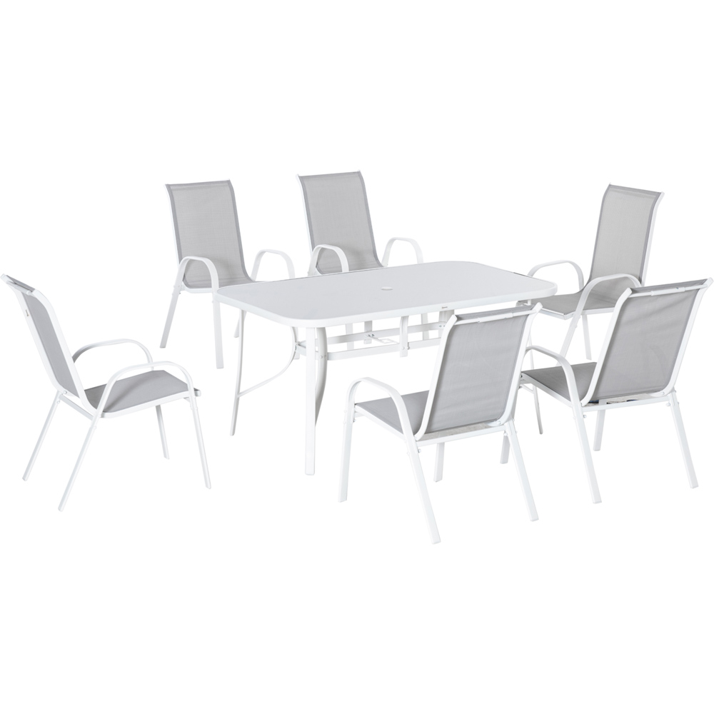 Outsunny 6 Seater Grey Garden Dining Set Image 2