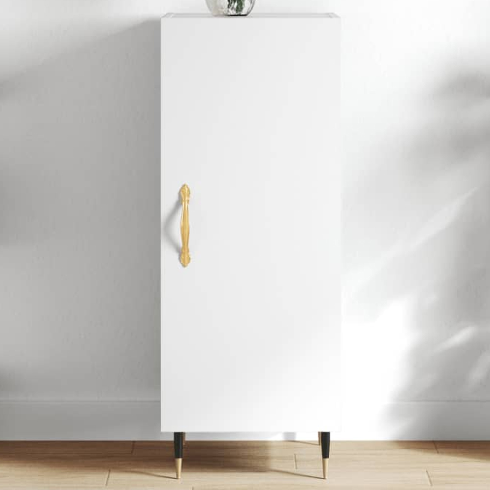 vidaXL Single Door High Gloss White Sideboard Image 1