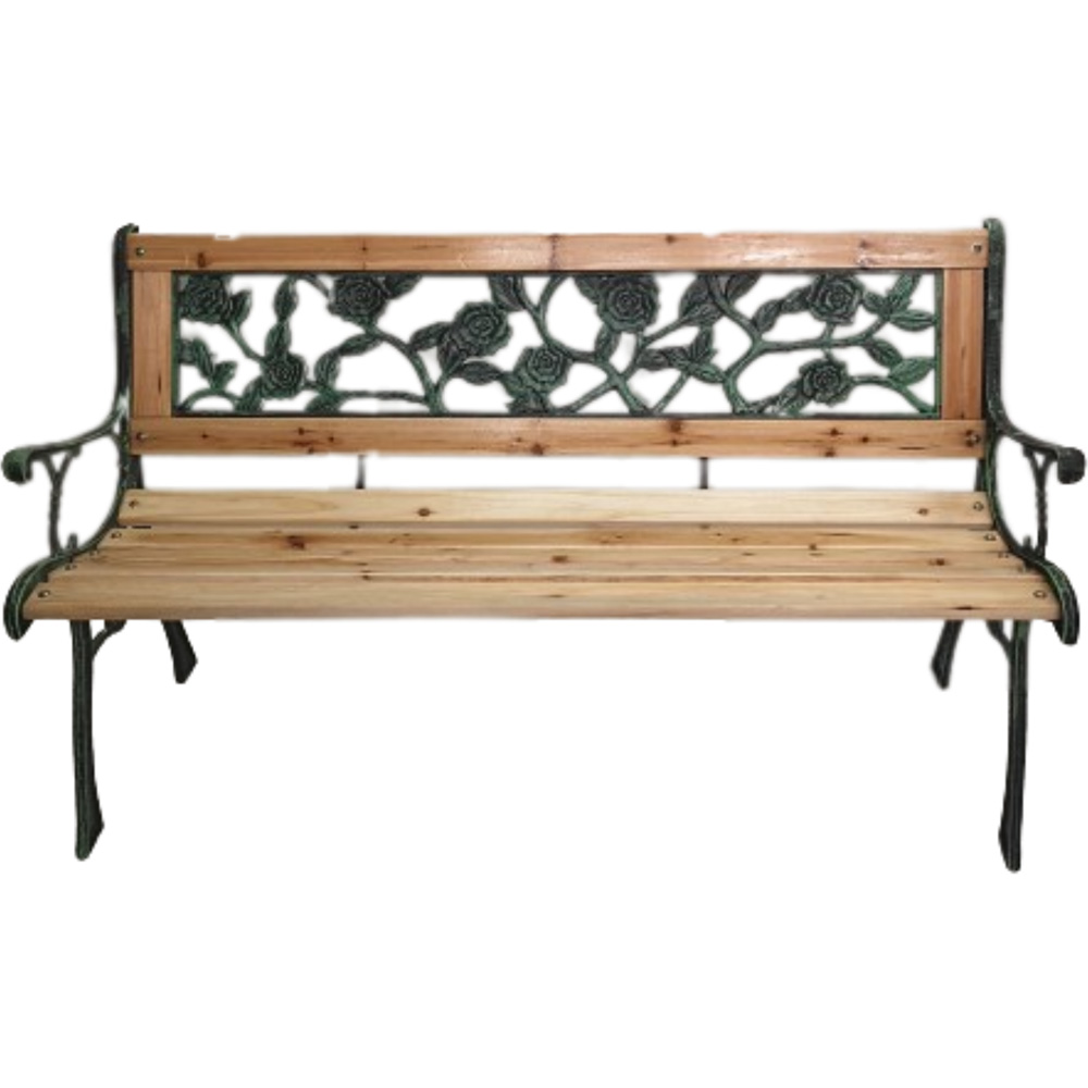 Samuel Alexander 2 Seater Rose Design Wooden Garden Bench Image 2