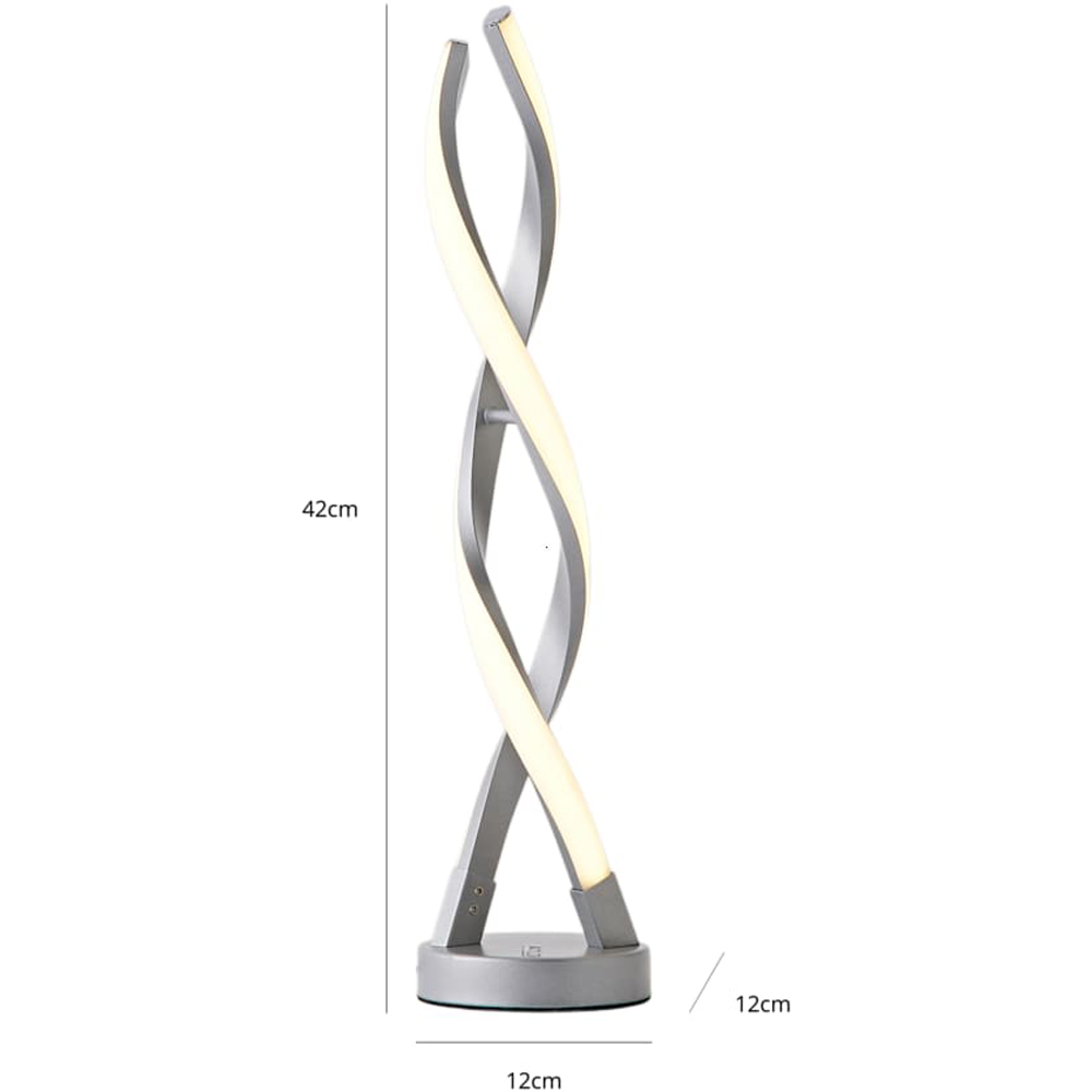 ValueLights Infinity Matte Silver Double Twist Integrated LED Table Lamp Image 7