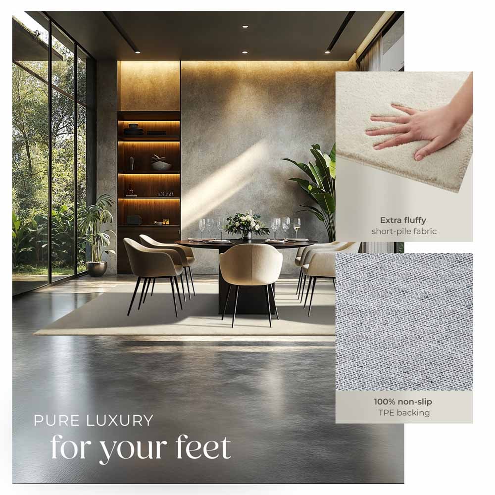 tectake Zonelle Beige Short Pile Ultra Soft Rug 290 x 200cm Image 4