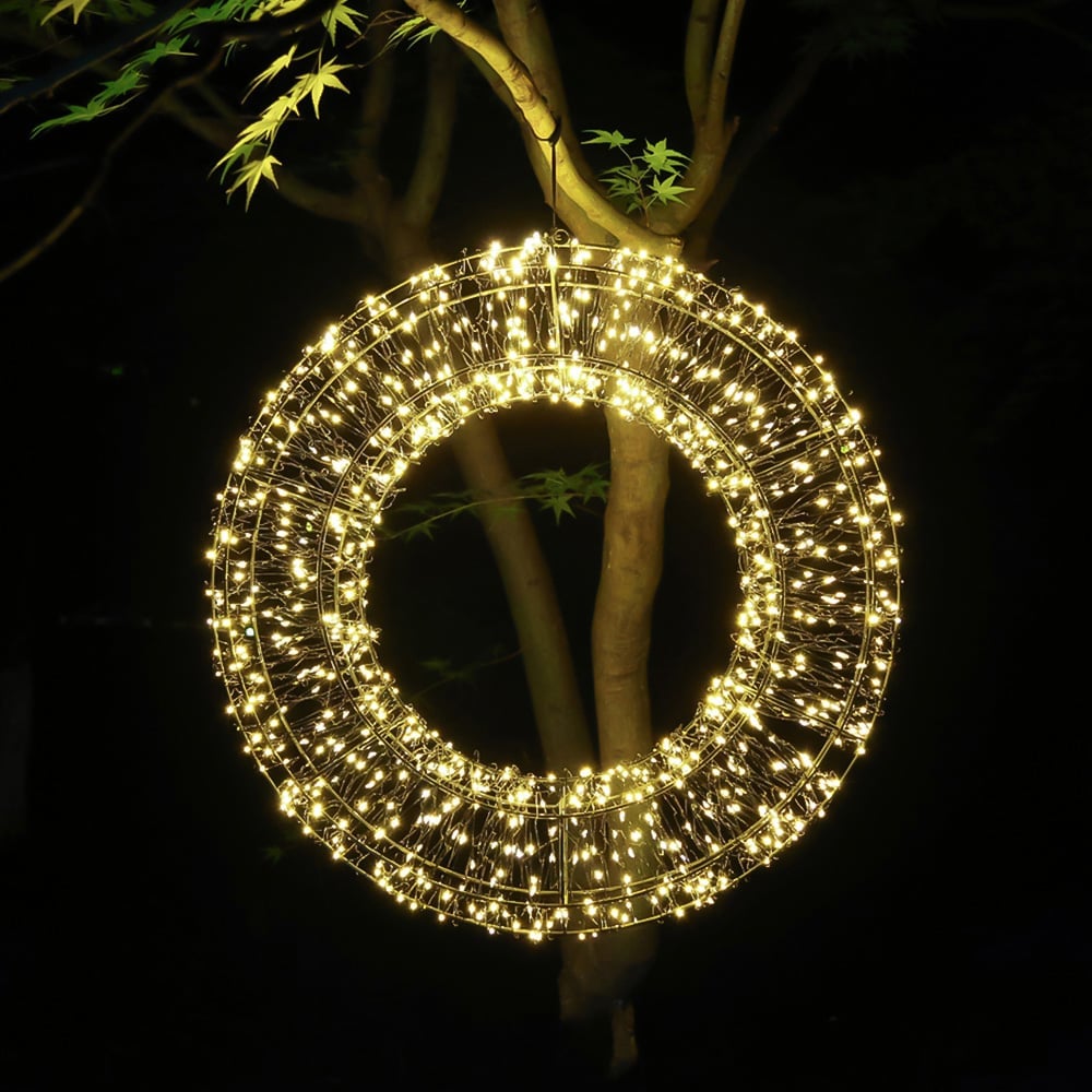 Xmas Haus Warm White LED Black Frame Wreath 58cm Image 2