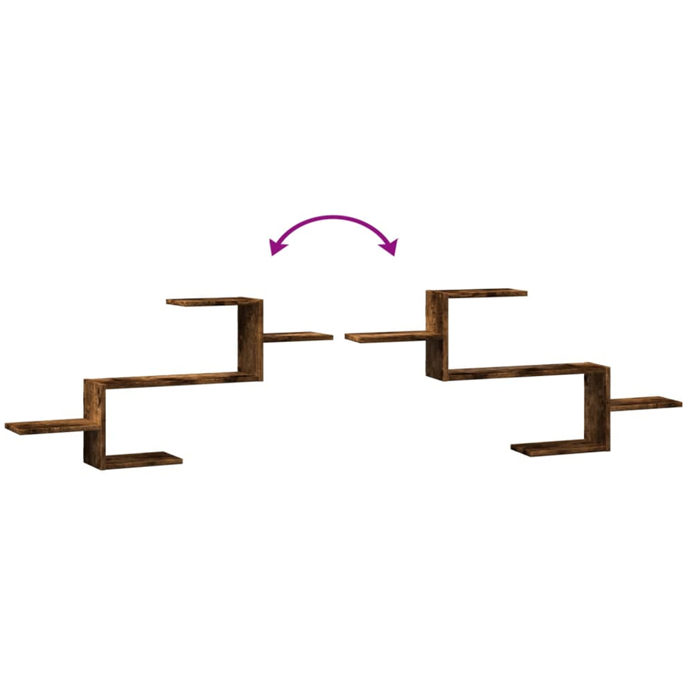 vidaXL 5 Shelf Smoked Oak Floating Wall Shelf Image 6