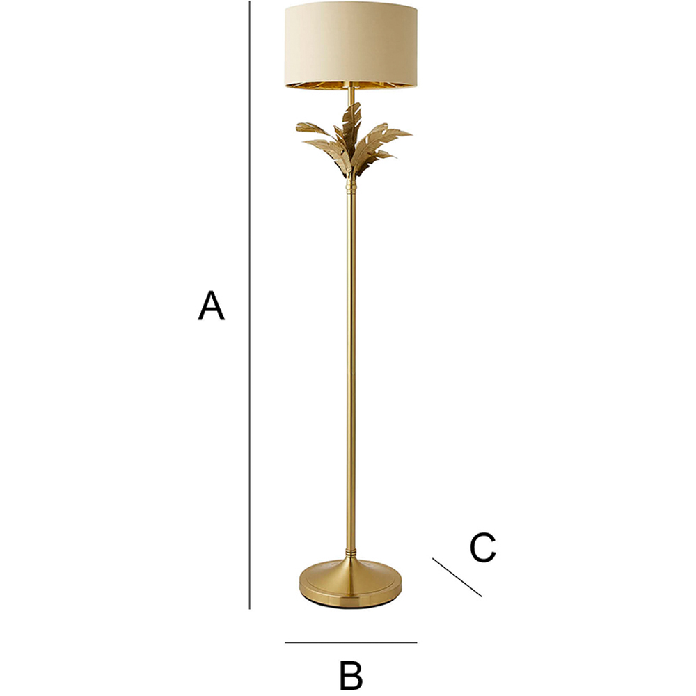 ValueLights Christina Beige and Gold Palm Leaf Floor Lamp and Bulb Image 8