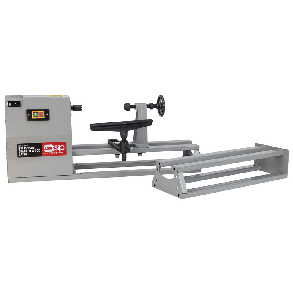 SIP Starter Wood Lathe 14 x 40 inch with 3 Piece Chisel Kit Image 3
