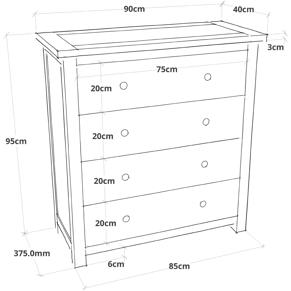 Argenta 4 Drawer Light Grey Chest of Drawers with Wood Knobs Image 6