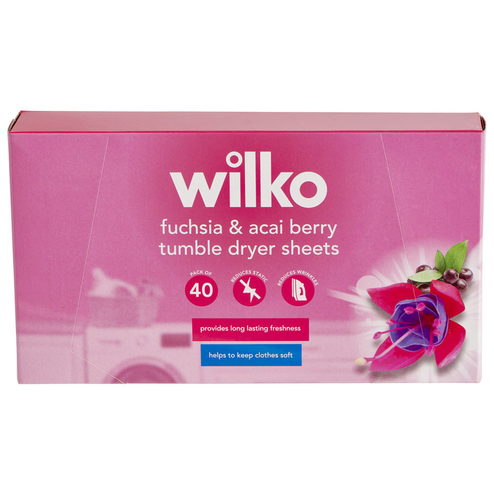Wilko Fuchsia and Acai Berry Tumble Dryer Sheets 40 Pack Image 1