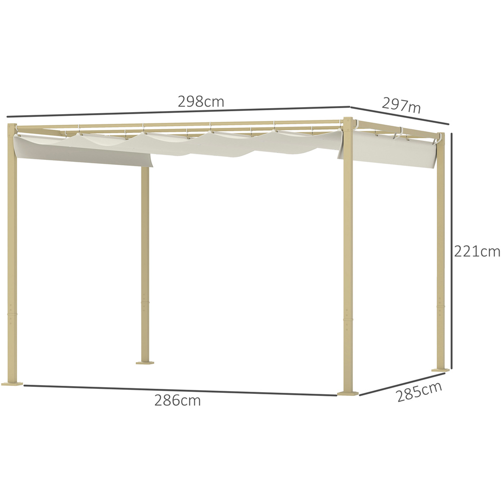 Outsunny 3 x 3m Khaki Garden Pergola with Retractable Roof Image 7