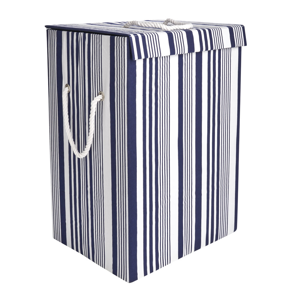 Wilko Blue Striped Laundry Bin Wilko