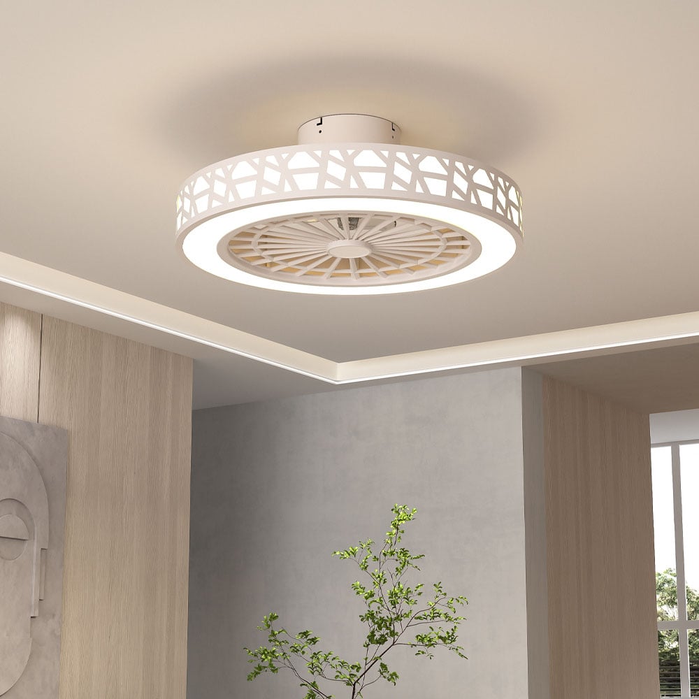 Living and Home White Round Acrylic LED Ceiling Fan Light 20 inch Image 2