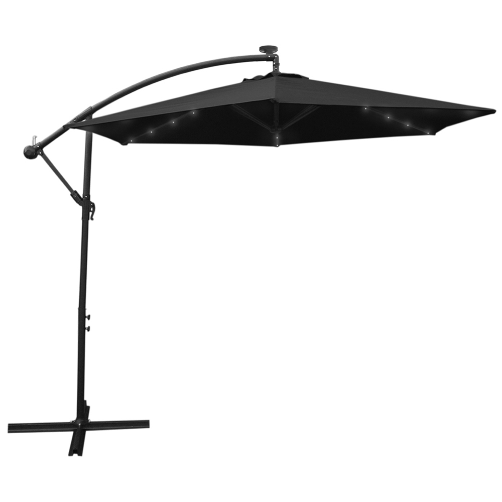 Monster Shop Black LED Cantilever Parasol 3m Image 1