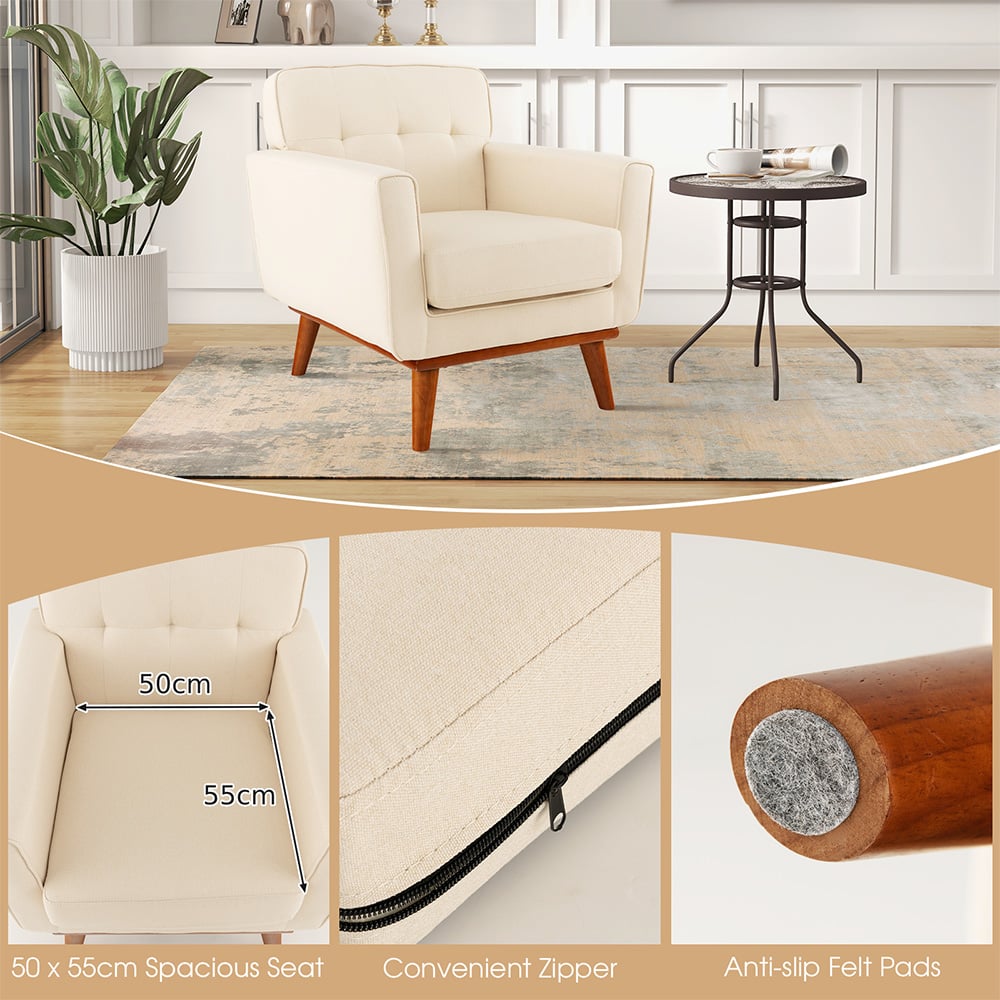 Costway Beige Padded Accent Armchair Image 8