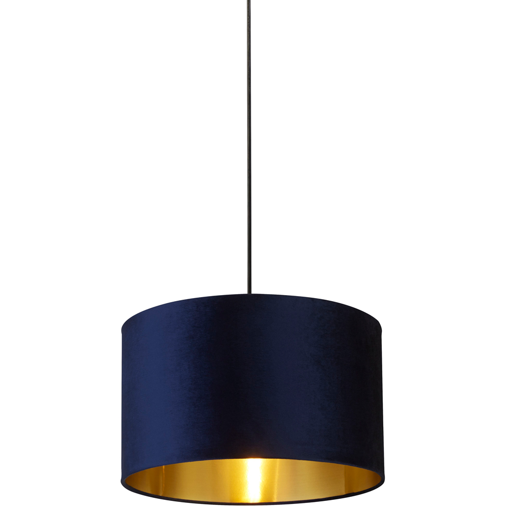 Lighting Collection Navy Gold Inner Velvet Drum Shade 40cm Image 3