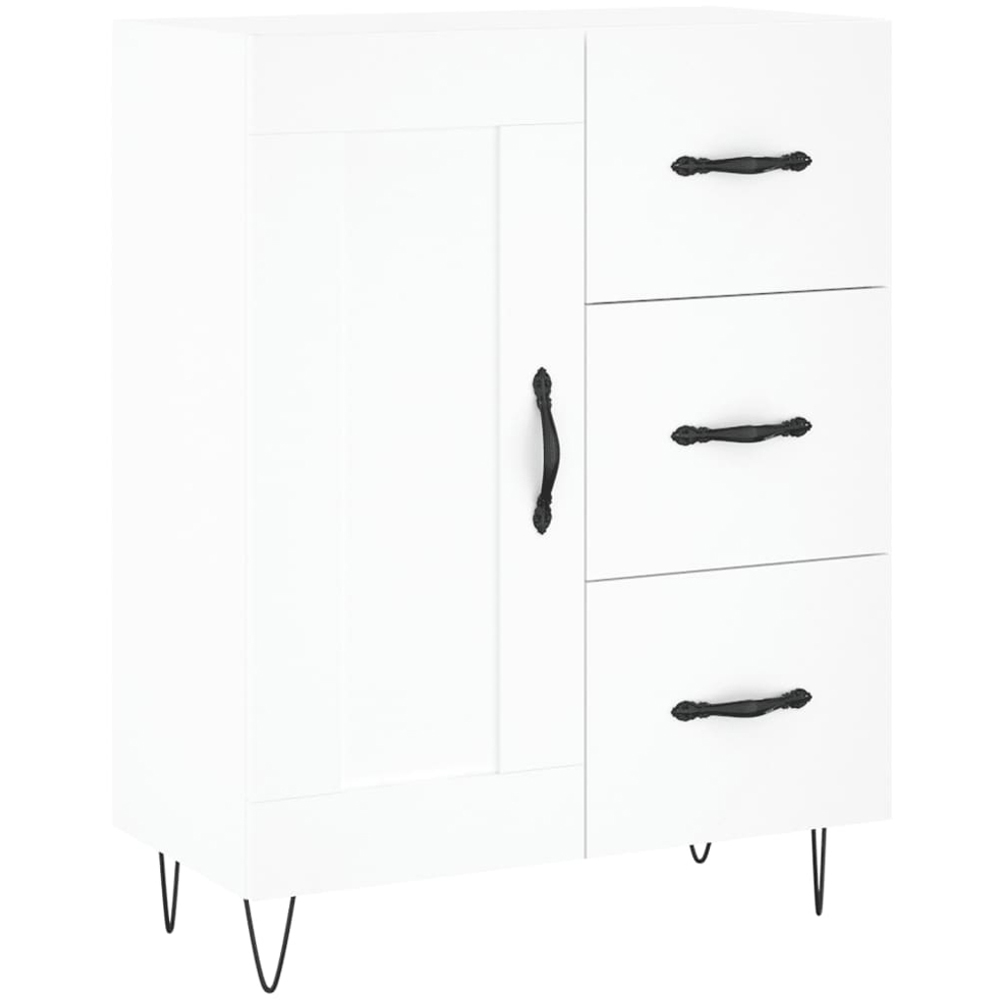 vidaXL Single Door 3 Drawer White Sideboard Image 2