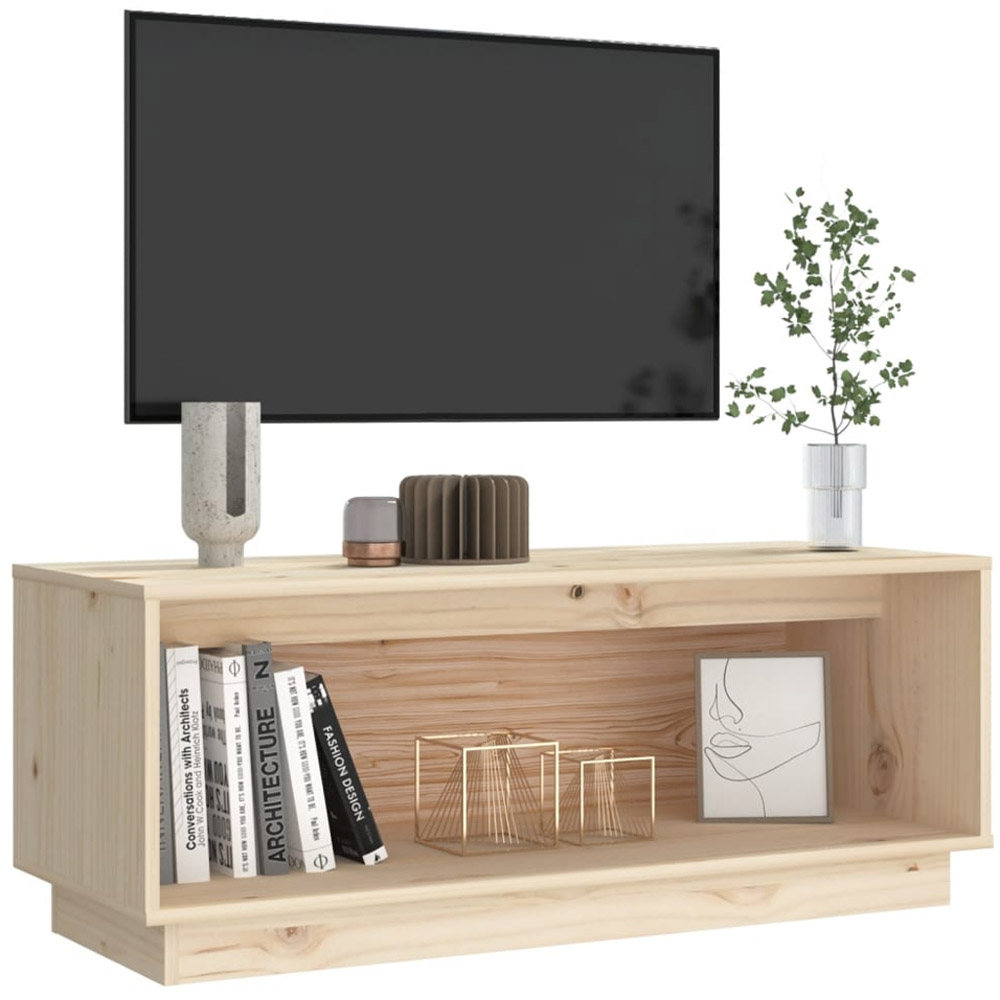 vidaXL Single Open Shelf Natural Solid Wood Pine TV Cabinet Image 6
