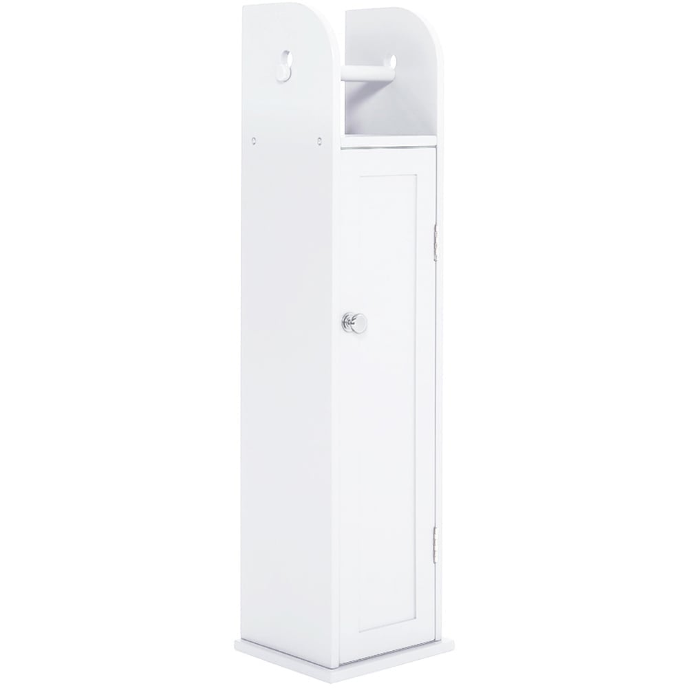 H&O Direct White Wooden Toilet Roll Holder Cabinet Image 1