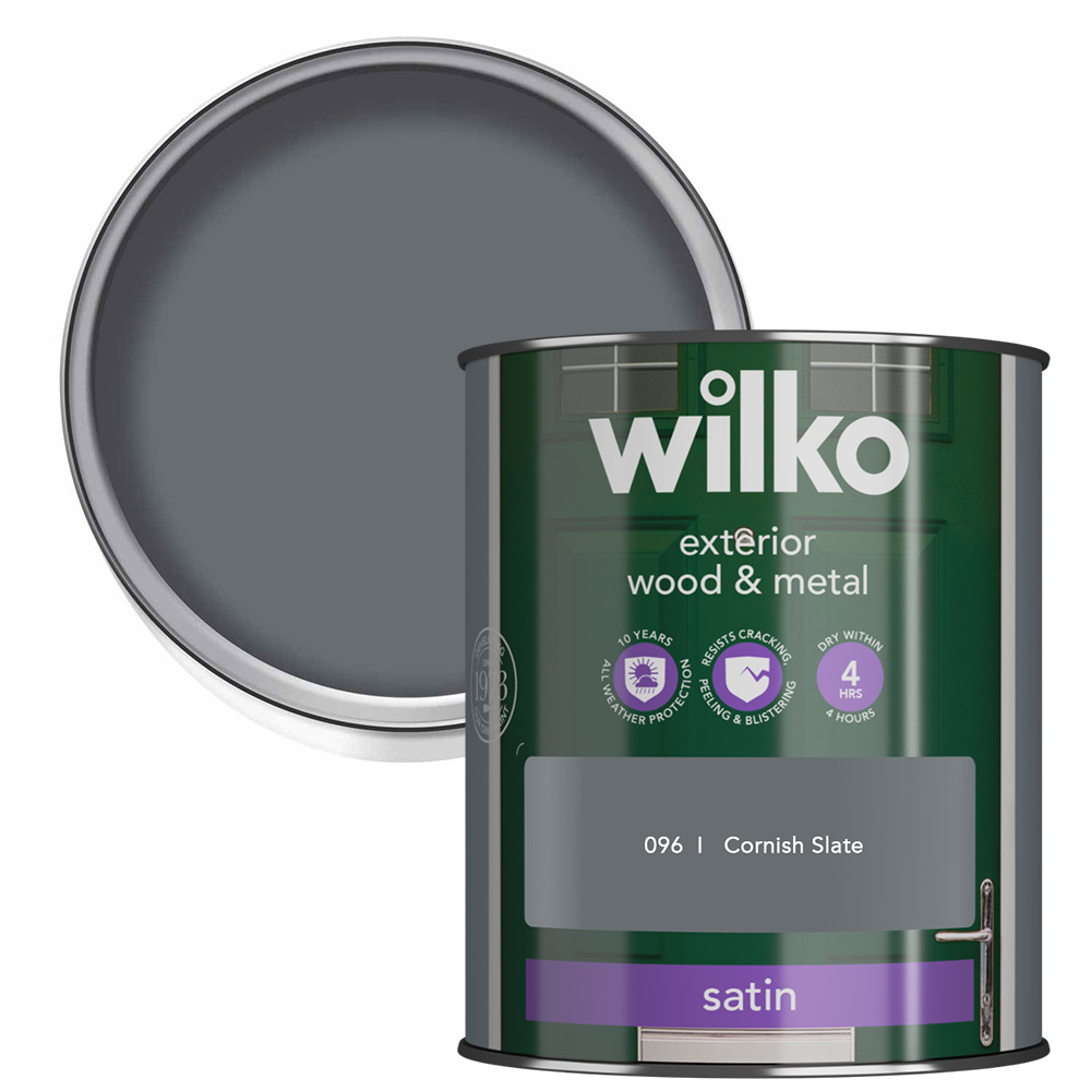 Wilko Wood and Metal Cornish Slate Satin Paint 750ml Image 1