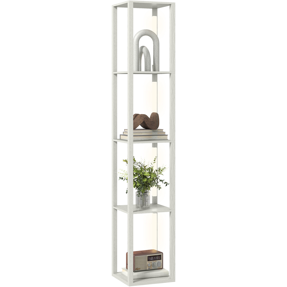 Portland 4 Shelf Oak LED Floor Lamp with Foot Switch Image 1