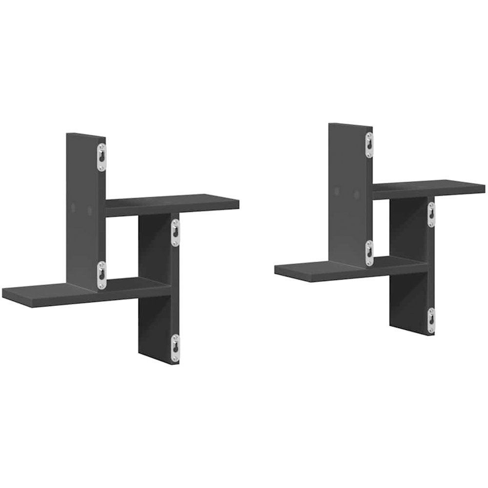 vidaXL 3 Shelf Wall Shelf Set of 2 Image 6
