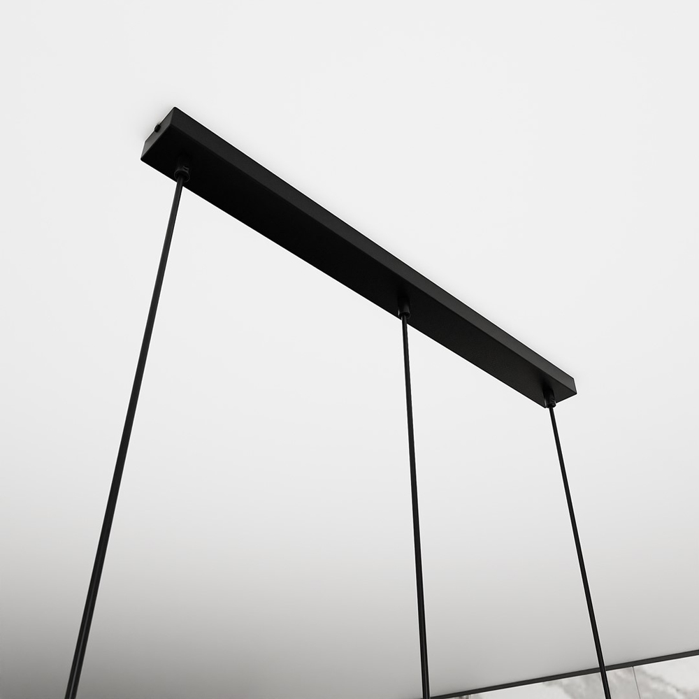 Emibig Istar 3 Light Transparent Graphite and Amber Shade Black E27 Ceiling Pendant Light Image 4