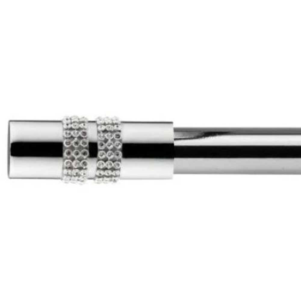 New Edge Blinds Sparkle 160-300cm Extendable Chrome Eyelet Metal Curtain Pole Set Image 1