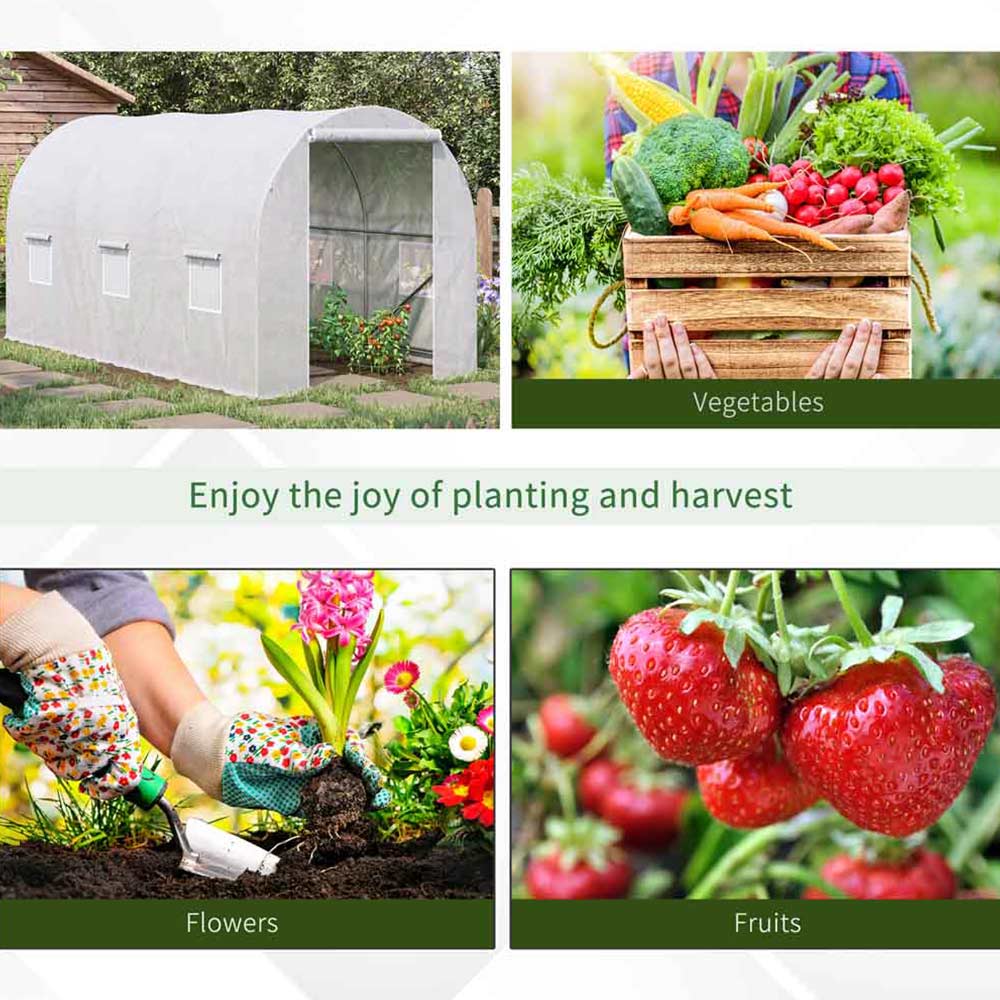 Outsunny Steel Large 11.5 x 6.6 x 6.6ft Garden Polytunnel Greenhouse Image 5