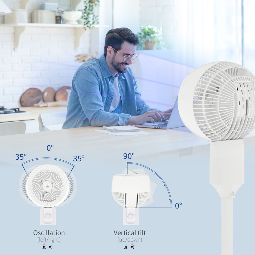 HOMCOM White Air Circulator Fan with Carry Handle 9 inch Image 6