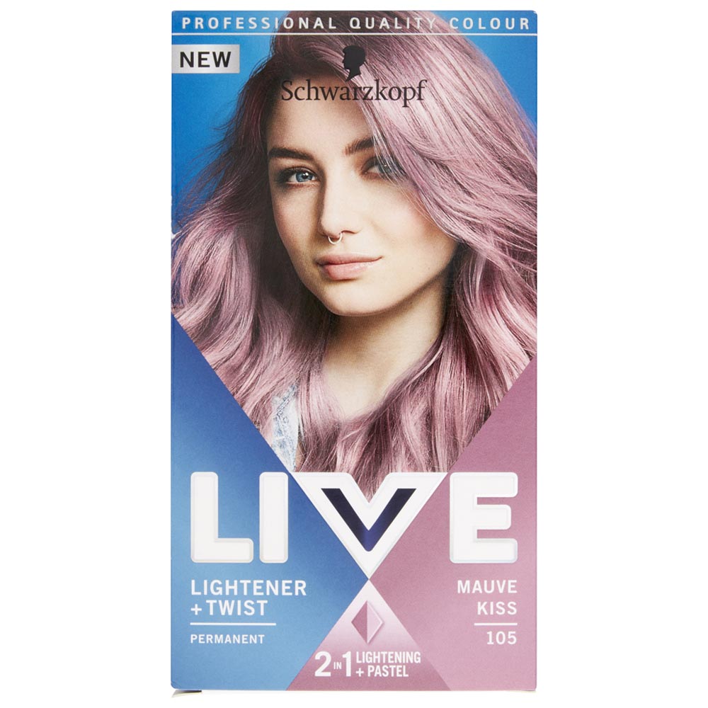Schwarzkopf LIVE Lightener + Twist Mauve Kiss 105 Permanent Hair Dye Image 1
