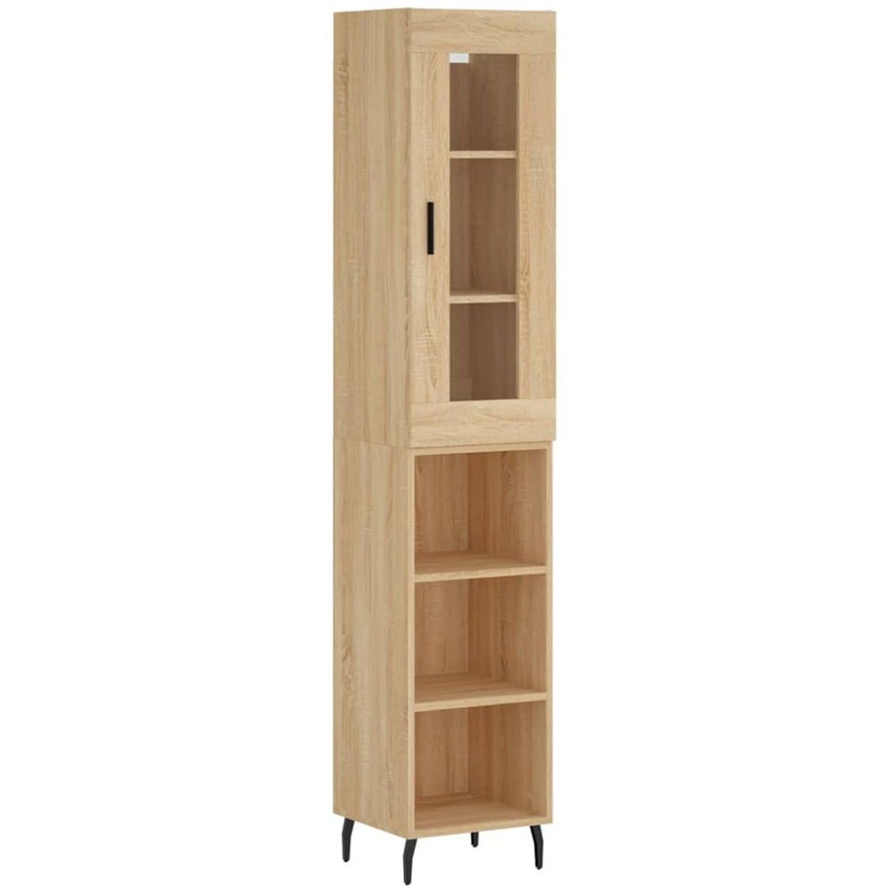 vidaXL Single Glass Door 3 Shelf Sonoma Oak Highboard Image 2