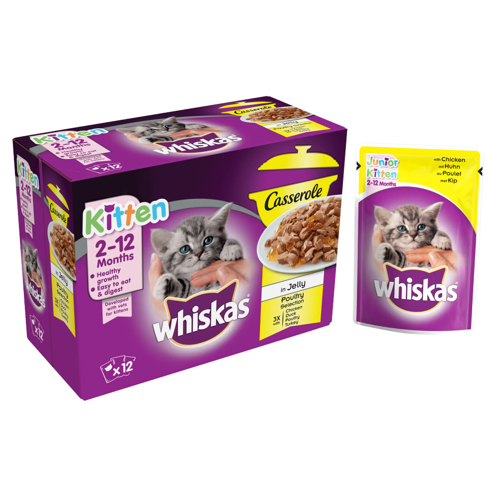 Whiskas Casserole Poultry Selection in Jelly Kitten Food 12 x 85g Image 3