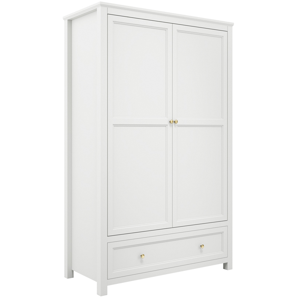 Ives 2 Door Single Drawer White Wardrobe Image 2