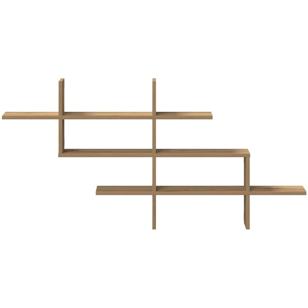 vidaXL 8 Shelf Artisan Oak Floating Wall Shelf Image 2