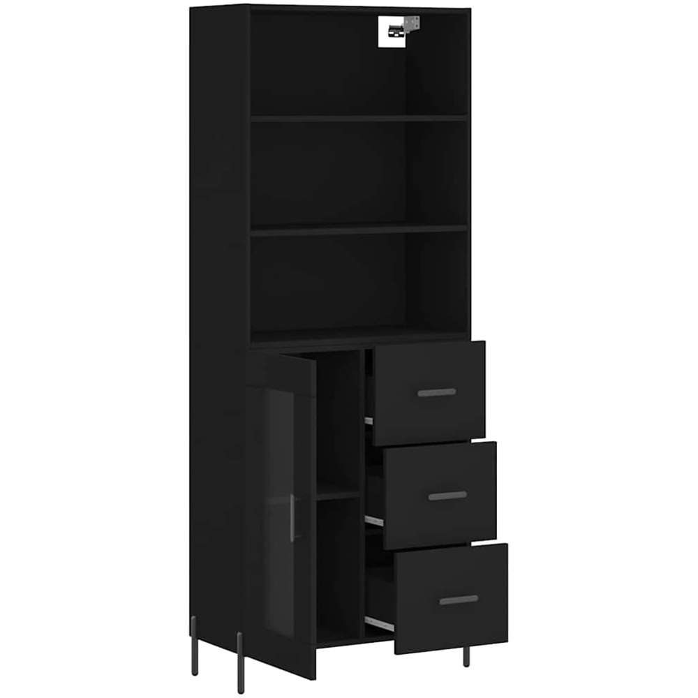 vidaXL Single 3 Drawer 3 Open Shelf Black Highboard Image 4