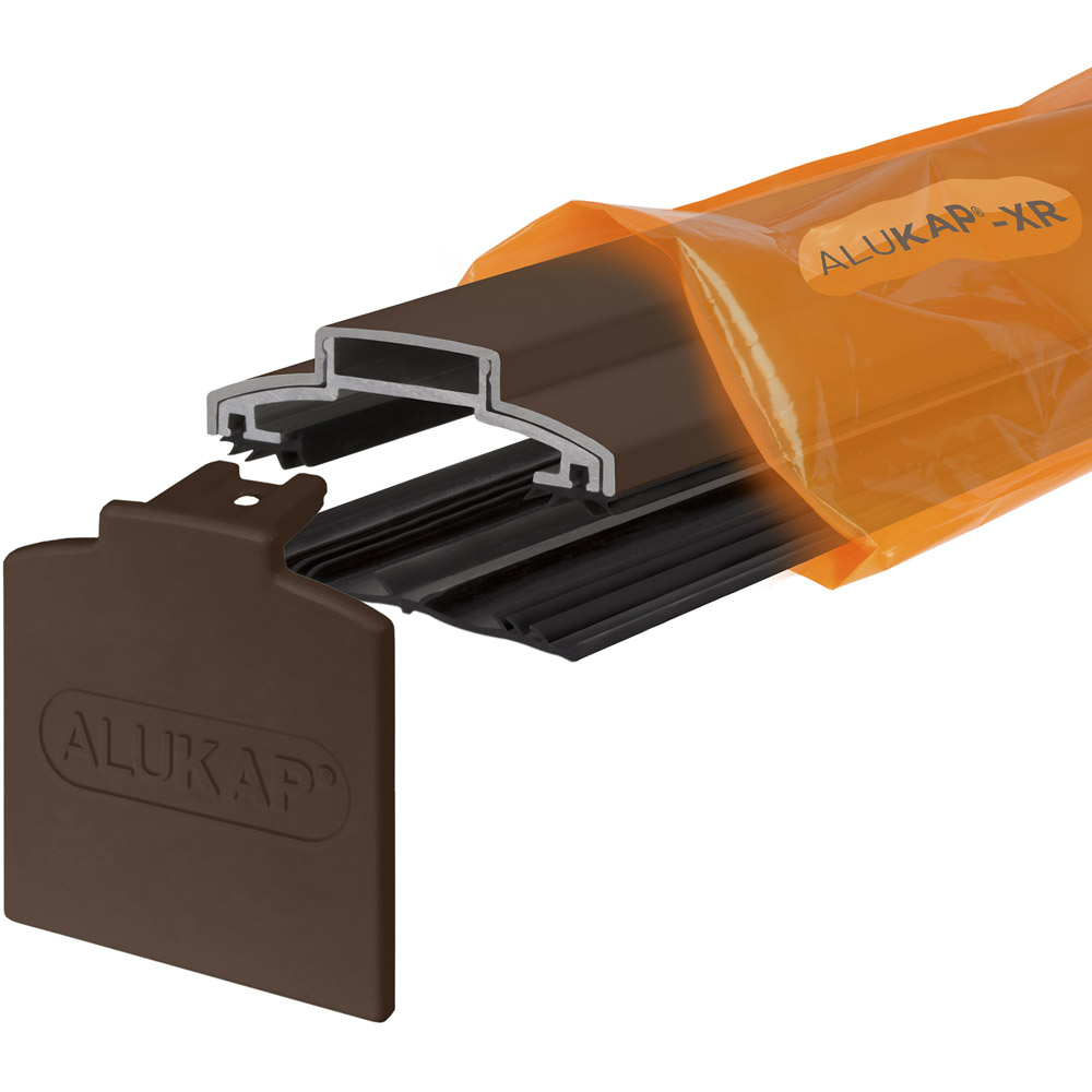Alukap-XR 60mm Brown Aluminium Glazing Bar System 3.6m with 55mm Slot Fit Rafter Gasket Image 1