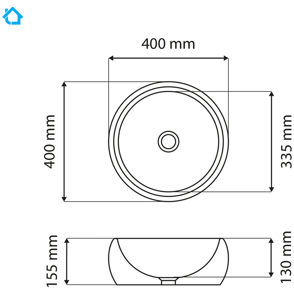 Limoge Stone Effect Domed Round Countertop Basin 400mm Image 3