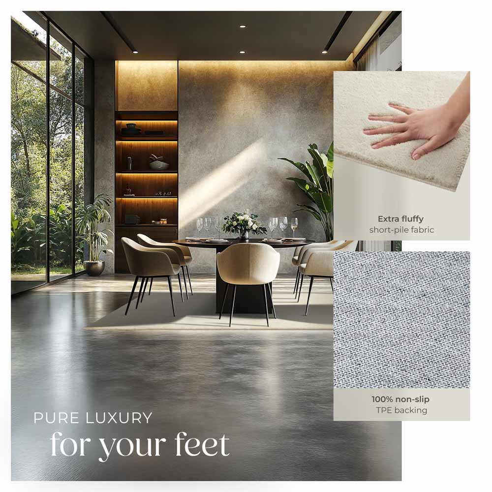 tectake Zonelle Beige Short Pile Ultra Soft Rug 200 x 140cm Image 4