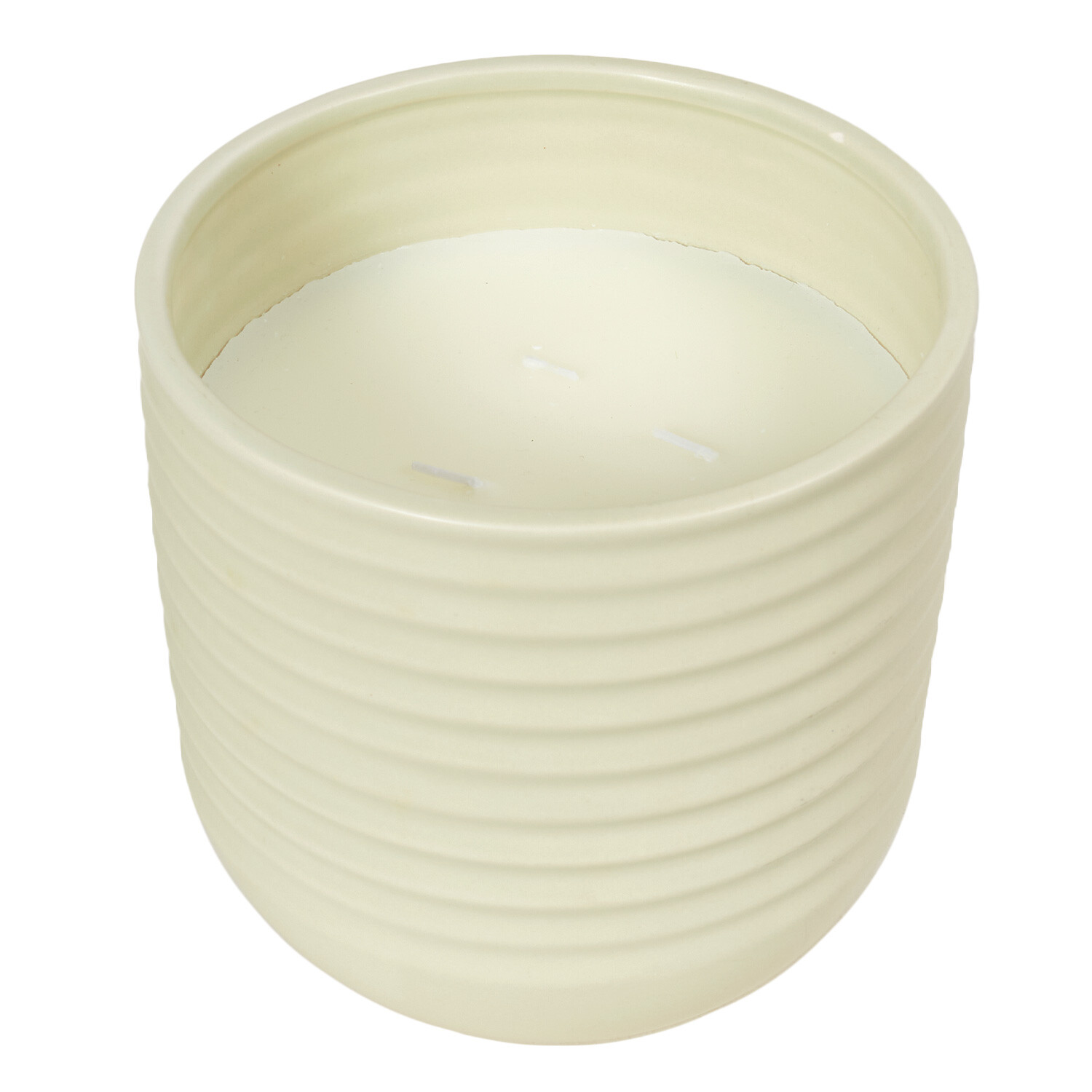 Large Ribbed Citronella Candle - Cream Image 2