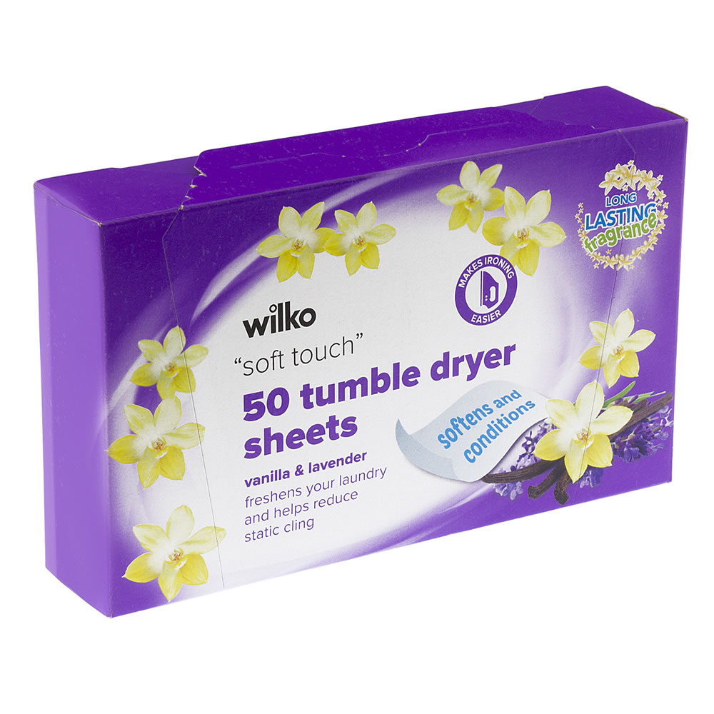 Wilko Tumble Dryer Sheets Vanilla and Lavender 50pk Image