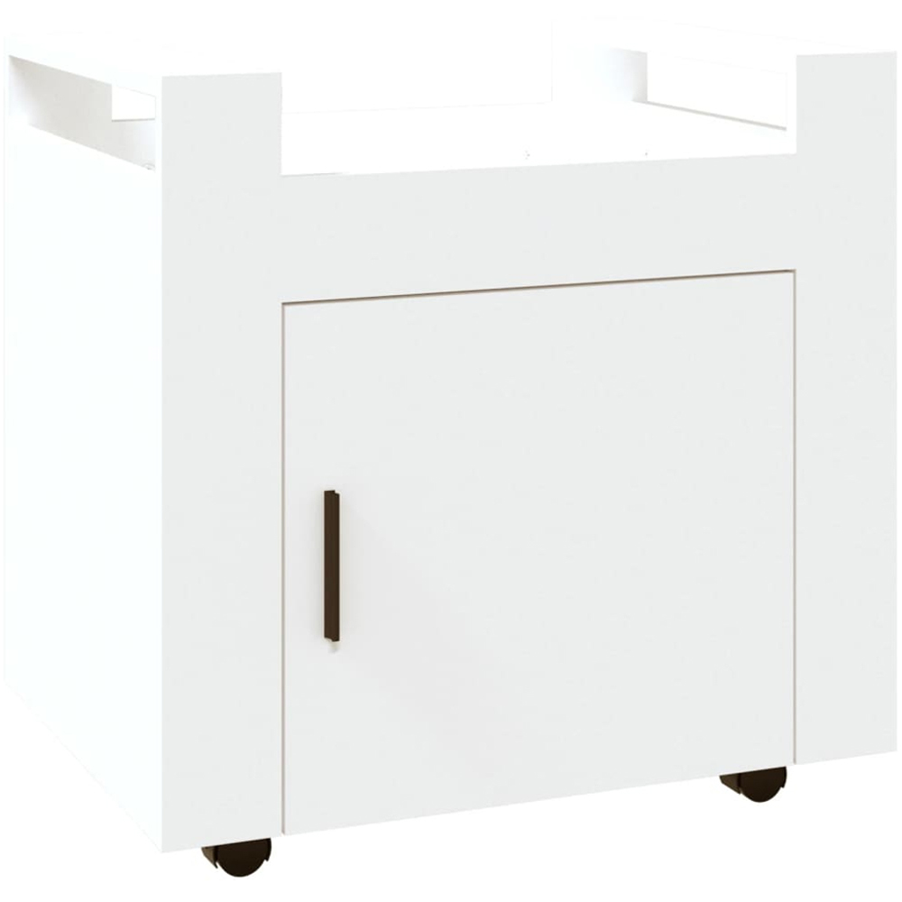 vidaXL Single Door Single Shelf White Wooden Desk Trolley Image 2