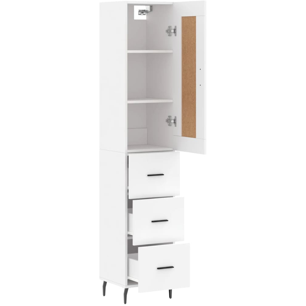 vidaXL Single Door 3 Drawer White Highboard Image 4