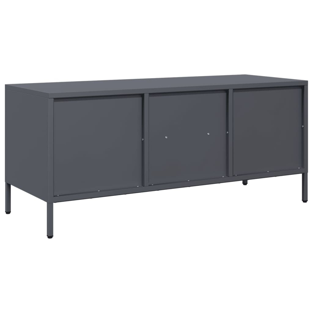 vidaXL 2 Drawer 2 Shelf Anthracite Steel Industrial Style TV Cabinet Image 5