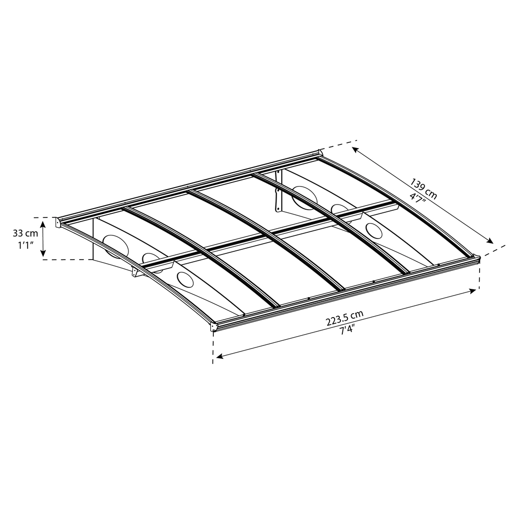 Palram Canopia Herald 2230 Grey Mist Door Canopy 2.2 x 1.4m Image 5