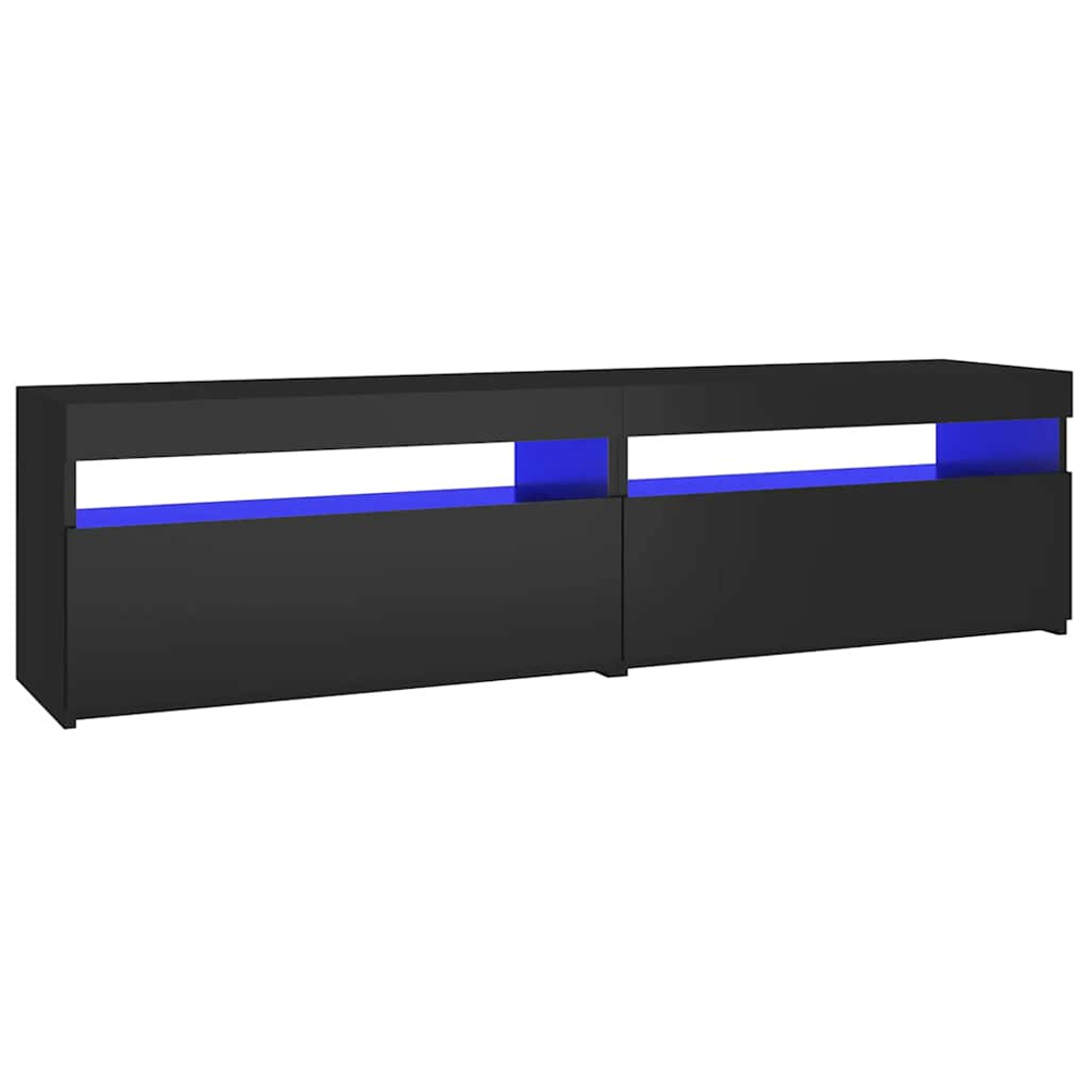 vidaXL Single Door Single Shelf Black LED TV Cabinet Set of 2 Image 2