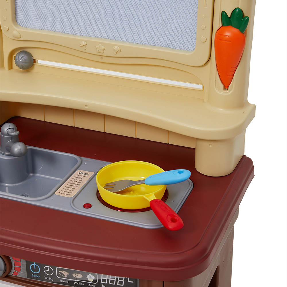 H&O Direct Kids Brown Kitchen Playset with Sound Tap Image 4